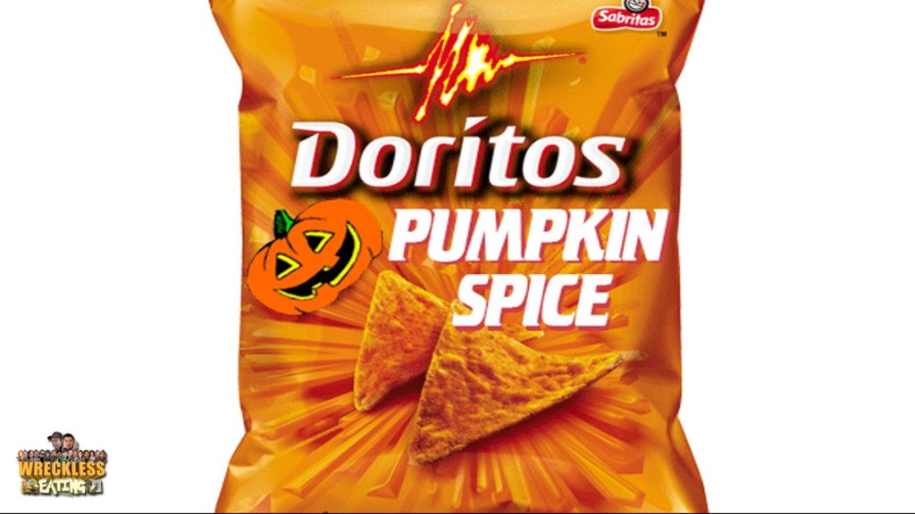 Possibly fake bag of pumpkin spice Doritos.