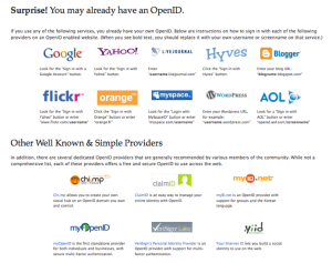 OpenID Sites & Providers